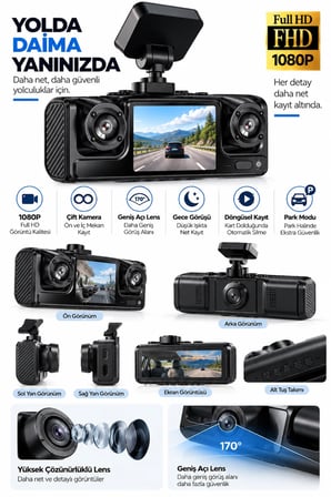 Full HD 1080P Döngüsel Kayıtlı Araç Kamerası