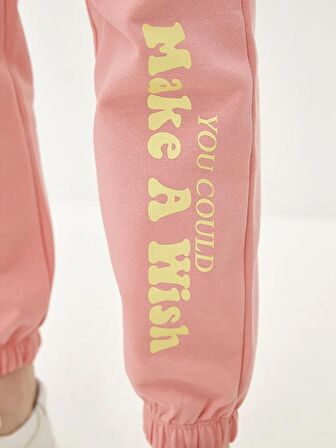 Beli Lastikli Baskılı Kadın Jogger Eşofman Altı