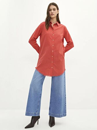 Düz Uzun Kollu Kadın Gömlek Tunik