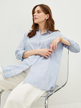 Düz Uzun Kollu Kadın Gömlek Tunik