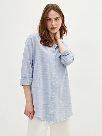 Düz Uzun Kollu Kadın Gömlek Tunik