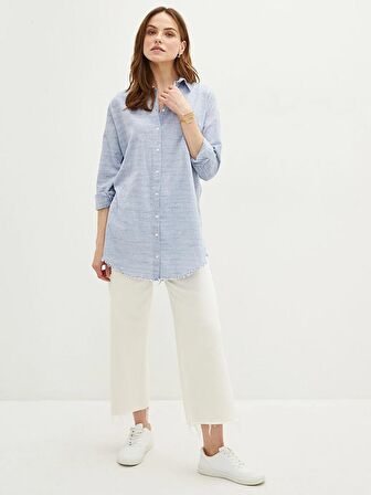 Düz Uzun Kollu Kadın Gömlek Tunik