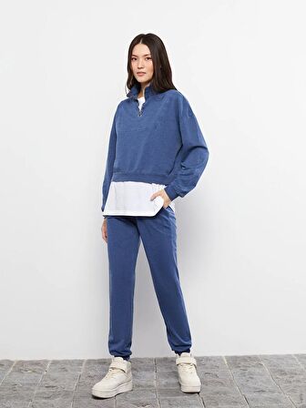 Dik Yaka Uzun Kollu Kadın Sweatshirt