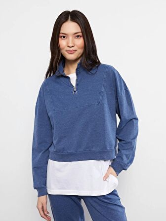 Dik Yaka Uzun Kollu Kadın Sweatshirt