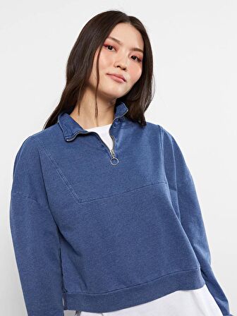 Dik Yaka Uzun Kollu Kadın Sweatshirt