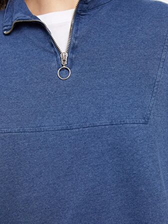 Dik Yaka Uzun Kollu Kadın Sweatshirt