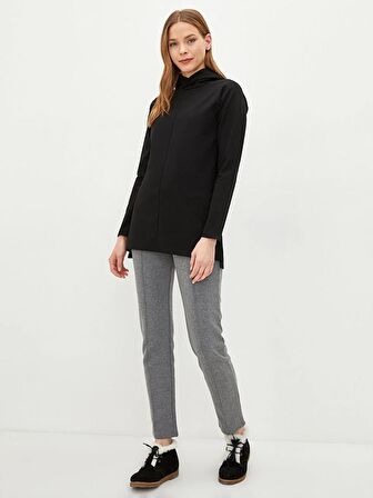 Düz Uzun Kollu Kadın Hoodie