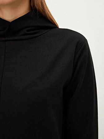 Düz Uzun Kollu Kadın Hoodie