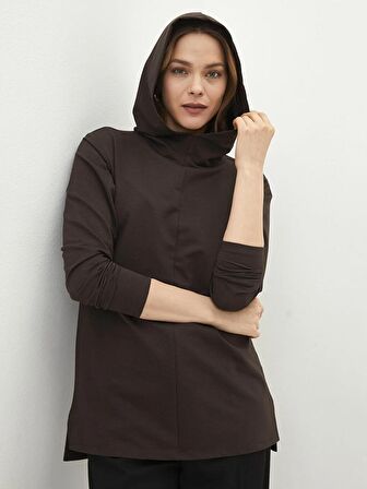 Düz Uzun Kollu Kadın Hoodie