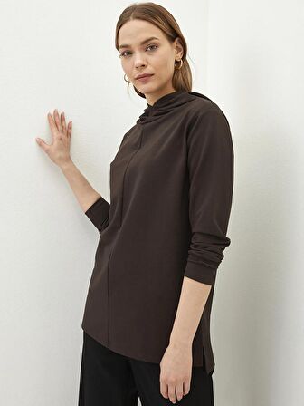 Düz Uzun Kollu Kadın Hoodie