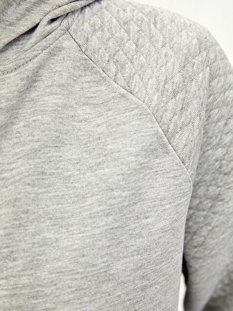 Kapüşonlu Kapitoneli Uzun Kollu Kadın Spor Hırka