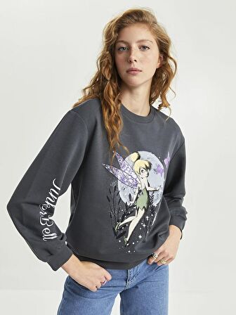 Bisiklet Yaka Faires Baskılı Uzun Kollu Kadın Sweatshirt