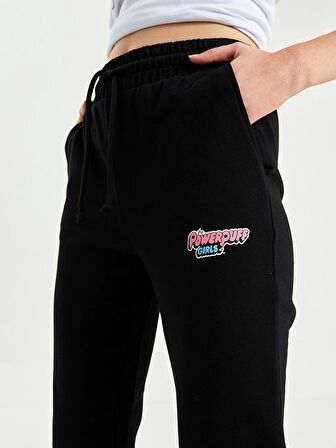 Beli Lastikli Powerpuff Girls Baskılı Kadın Jogger Eşofman Altı