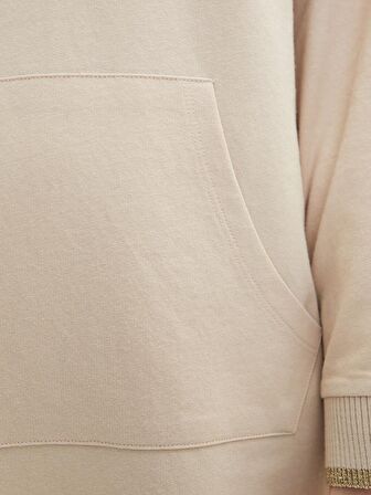Kapüşonlu Düz Uzun Kollu Oversize Kadın Sweatshirt Tunik