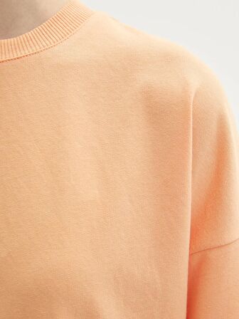 Bisiklet Yaka Düz Oversize Kadın Sweatshirt Tunik
