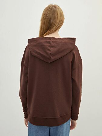 Baskılı Uzun Kollu Kadın Hoodie