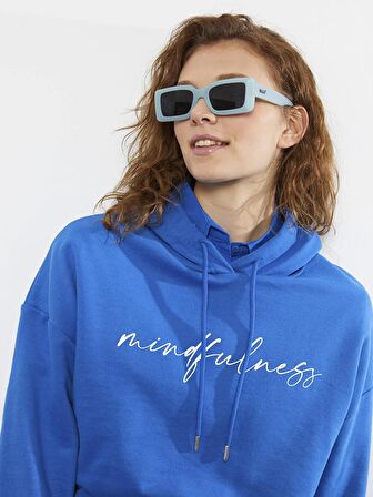 Baskılı Uzun Kollu Kadın Hoodie