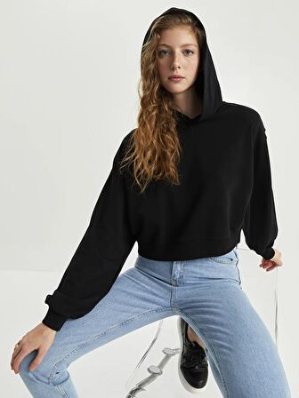 Düz Uzun Kollu Kadın Hoodie