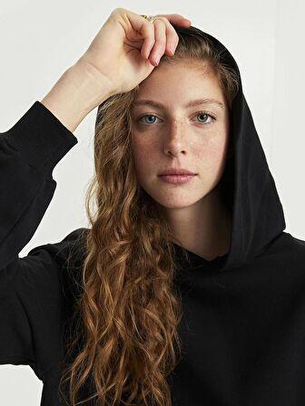 Düz Uzun Kollu Kadın Hoodie