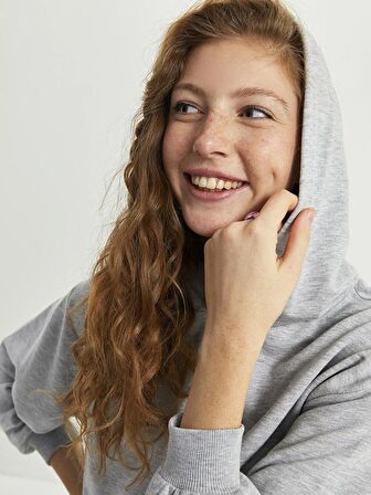 Düz Uzun Kollu Kadın Hoodie