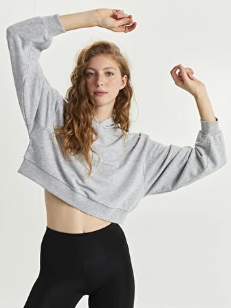 Düz Uzun Kollu Kadın Hoodie
