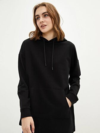 Düz Uzun Kollu Kadın Hoodie
