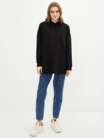 Düz Uzun Kollu Kadın Hoodie