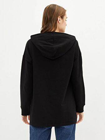 Düz Uzun Kollu Kadın Hoodie