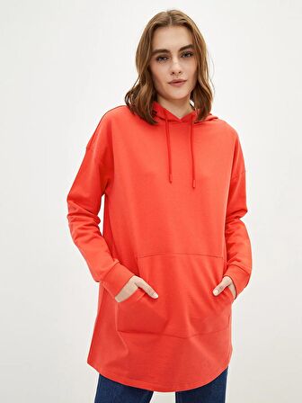 Düz Uzun Kollu Kadın Hoodie