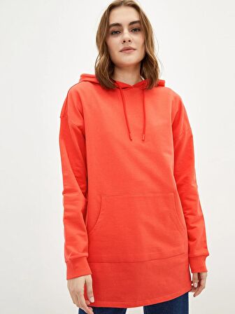 Düz Uzun Kollu Kadın Hoodie