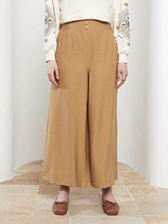 Kadın Beli Lastikli Rahat Kalıp Düz Pantolon