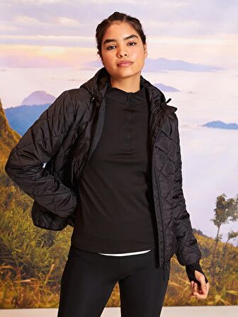 Kapüşonlu Kapitone Uzun Kollu Kadın Outdoor Şişme Mont