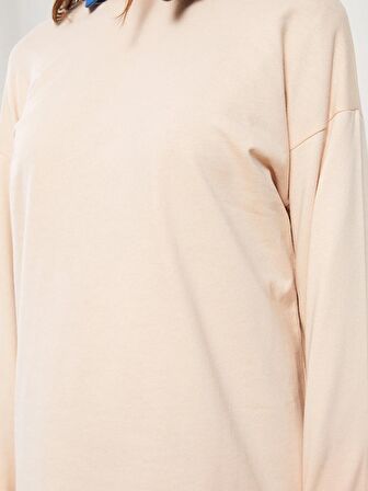 Dik Yaka Düz Uzun Kollu Kadın Sweatshirt Tunik