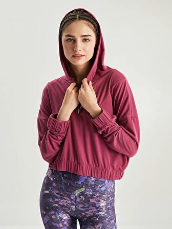 Düz Uzun Kollu Kadın Hoodie