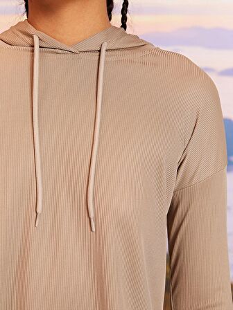Düz Uzun Kollu Kadın Hoodie