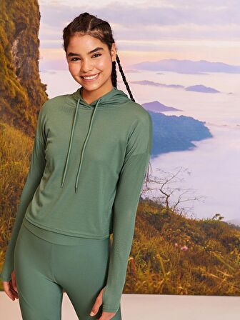 Düz Uzun Kollu Kadın Hoodie