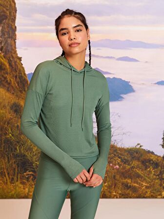 Düz Uzun Kollu Kadın Hoodie