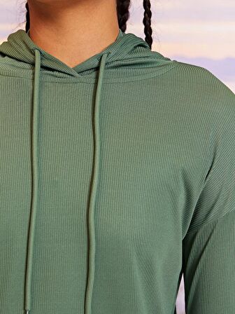 Düz Uzun Kollu Kadın Hoodie
