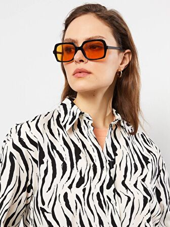 Desenli Uzun Kollu Oversize Poplin Kadın Gömlek Tunik