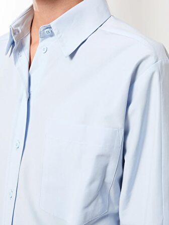 Düz Uzun Kollu Oversize Poplin Kadın Gömlek Tunik