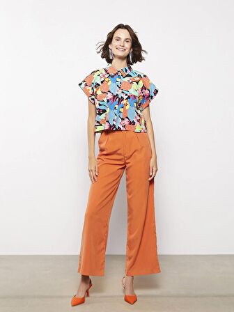 Desenli Kısa Kollu Poplin Kadın Gömlek