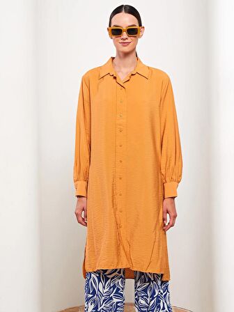 Düz Uzun Kollu Kadın Gömlek Tunik