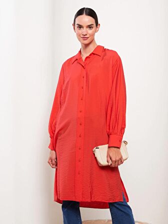 Düz Uzun Kollu Kadın Gömlek Tunik