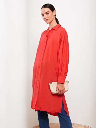 Düz Uzun Kollu Kadın Gömlek Tunik