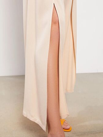 Beli Lastikli Rahat Kalıp Düz Viskon Kadın Pantolon