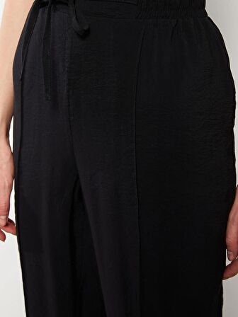 Kadın Beli Lastikli Düz Pantolon