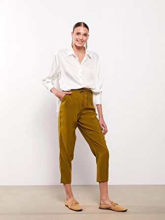 Kadın Beli Lastikli Düz Pantolon