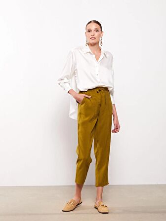 Kadın Beli Lastikli Düz Pantolon