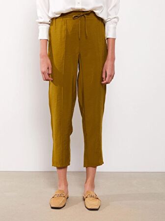 Kadın Beli Lastikli Düz Pantolon
