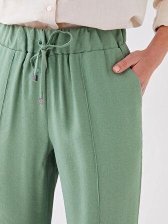 Kadın Beli Lastikli Düz Pantolon